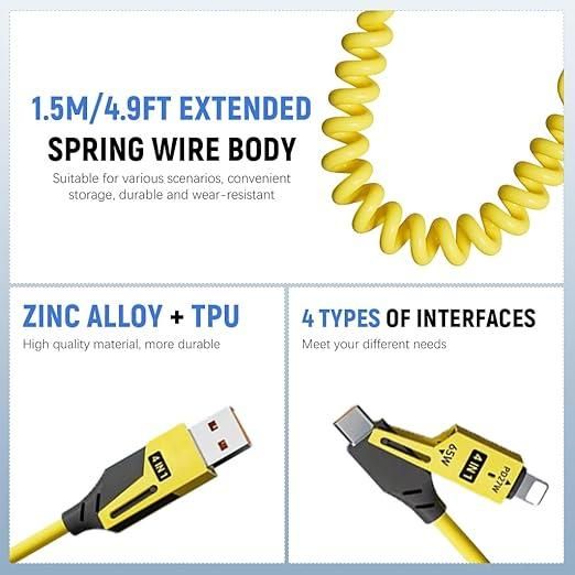4 in 1 Spring Charging Cable